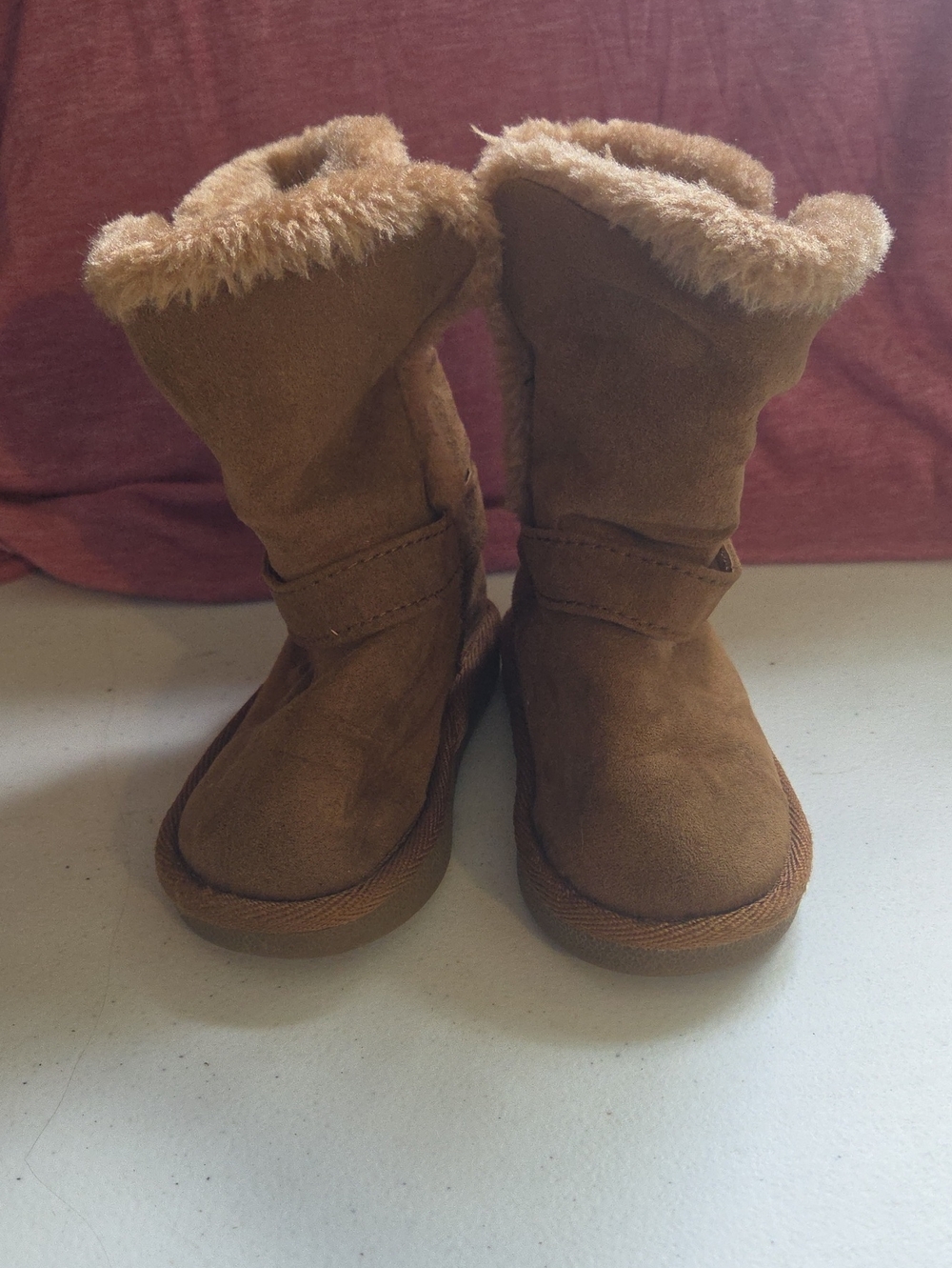 Kids Brown Faux-Suede Winter Boots with Plush Lining